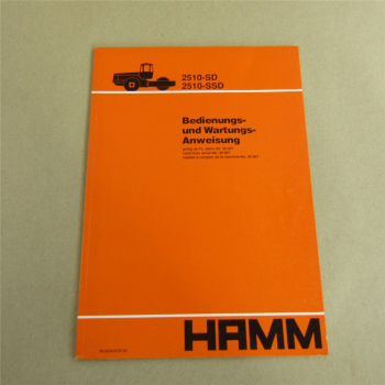 Hamm 2510-SD SSD Walze Betriebsanleitung Bedienungsanleitung Wartung 1993