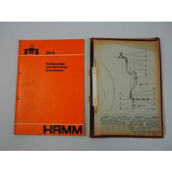 Hamm DV 8 Walze Betriebsanleitung Bedienungsanleitung + Techn. Zeichnungen 1980
