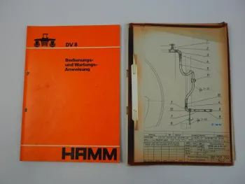 Hamm DV 8 Walze Betriebsanleitung Bedienungsanleitung + Techn. Zeichnungen 1980