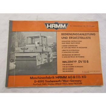 Hamm DV10B Walze Ersatzteilkatalog Ersatzteilliste Parts List 3/1976