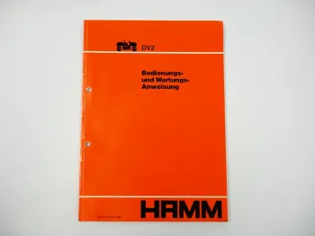 Hamm DV2 Walze Betriebsanleitung Bedienungsanleitung Wartung 1988