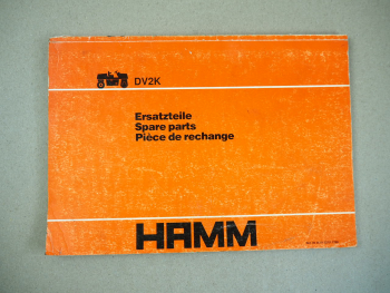 Hamm DV2K Walze Ersatzteilliste Spare Parts Pieces de rechange 1988
