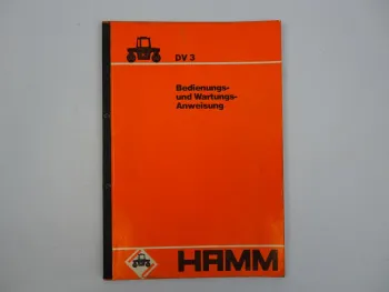 Hamm DV3 Walze Betriebsanleitung Bedienungsanleitung Wartung 1984