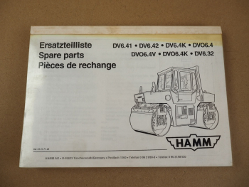 Hamm DV6 DVO6 Walze Ersatzteilliste Spare Parts Pieces de rechange 1994