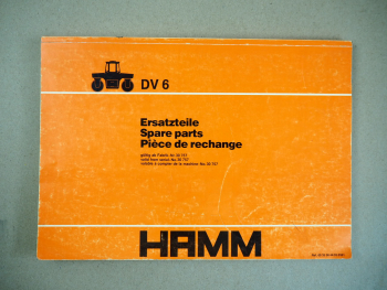 Hamm DV6 Walze Ersatzteilliste Spare Parts Pieces de rechange 1991