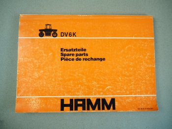 Hamm DV6K Walze Ersatzteilliste Spare Parts Pieces de rechange 1991