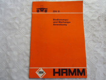 Hamm DV8 Walze Bedienugnsanleitung Betriebsanleitung Wartung 10/1980