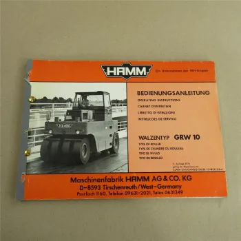 Hamm GRW10 Walze Bedienungsanleitung Betriebsanleitung Wartung 1976