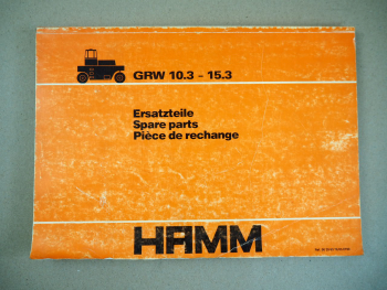 Hamm GRW10.3 15.3 Walze Ersatzteilliste Spare Parts Pieces de rechange 1990