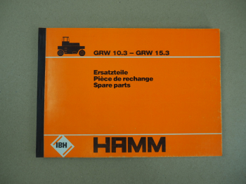 Hamm GRW10.3 GRW15.3 Walze Ersatzteilliste Spare Parts Pieces de rechange 1980