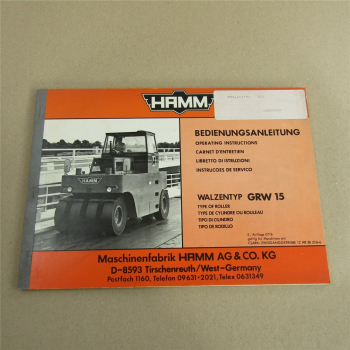 Hamm GRW15 Walze Bedienungsanleitung Betriebsanleitung Wartung 1976