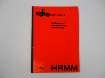 Hamm HW 2501-S Walze Betriebsanleitung Bedienungsanleitung Wartung 1982