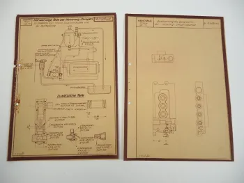 Hanomag 2x Technische Zeichnung Teile für Pumpen 1942