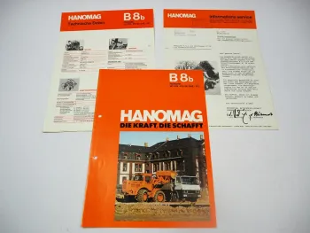 Hanomag B8 b Radlader 80 PS 2x Prospekt Technische Daten Anschreiben 1971