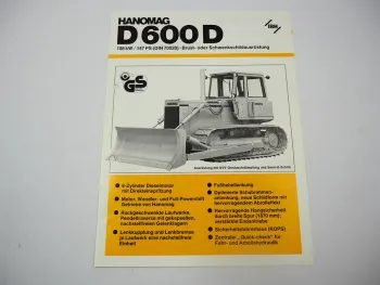 Hanomag D600D Laderaupe 147 PS Prospekt 1980