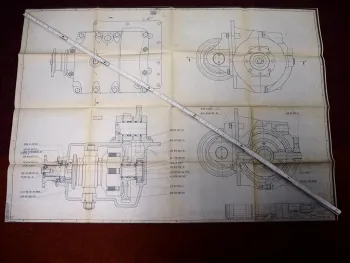 Hanomag Getriebe für Schlepper mit Frontantrieb G271 techn. Zeichnung 1968