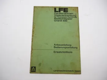 Hanomag Granit 500 LFE Geräterahmen Visiereinrichtung Betriebsanleitung ETL