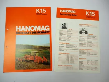 Hanomag K15 Planierraupe 150 PS 2x Prospekt Technische Daten 1970er Jahre