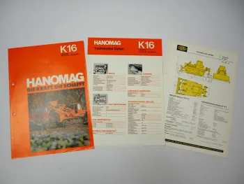 Hanomag K16 Laderaupe Meiller Tiltdozer 3x Prospekt Technische Daten 1960/70er J.