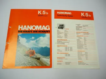 Hanomag K5 b Planierraupe 50 PS 2x Prospekt Technische Daten 1970er Jahre
