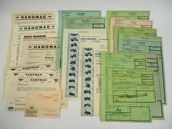 Hanomag Posten Lieferscheine Rechnungen Geschäftsbriefe Auto Maurer 1940er Jahre