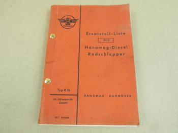 Hanomag R16 Schlepper Ersatzteilkatalog original Teile Katalog Ersatzteilliste