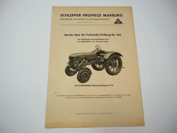 Hanomag R24 Schlepper Prüfbericht Prüffeld Marburg 1955/58