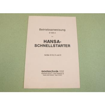Hansa SchnellStarter IZ500d 01 B D E Betrieb Bedienungsanleitung für Boot