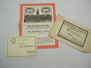 Hansakontor Cigarren & Rauchtabak Jos. Feinhals Köln 1926 Prospekt Bestellschein