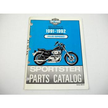 Harley XL XLH 883 1200 Evolution Sportster five Speed 1991 to 1992 Parts Catalog