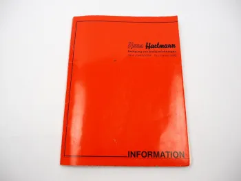 Hartmann FM225 Mähwerk Fronthydraulik Betriebsanleitung Ersatzteilliste 1988