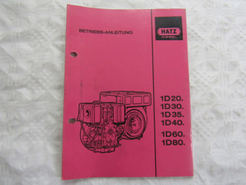 Hatz 1D 20 30 35 40 60 80 Dieselmotor Bedienungsanleitung Betriebsanleitung 5/91