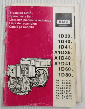 Hatz 1D 30 40 41 60 80 A1D 35 40 41 Dieselmotor Ersatzteilliste Parts List 1994