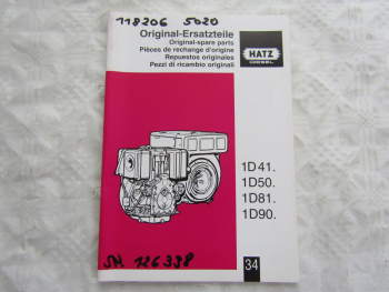 Hatz 1D41 1D50 1D81 1D90 Dieselmotor Ersatzteilliste Parts List 4/2004