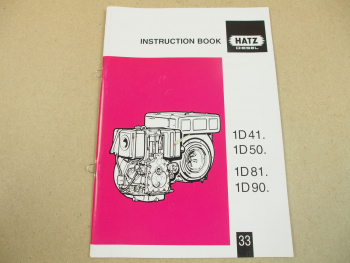 Hatz 1D41 1D50 1D81 1D90 Instruction Book 7/2005