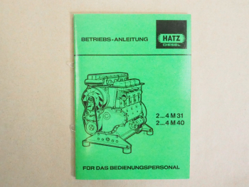 Hatz 2M 3M 4M 31 40 Motor Betriebsanleitung Bedienungsanleitung1986