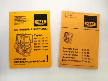Hatz E 71 75 79 780 785 Motor Betriebsanleitung Ersatzteilliste 1980/81