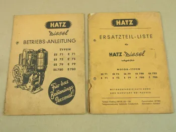 Hatz E ES 71 75 79 780 Motor Betriebsanleitung und Ersatzteilliste 1965/67
