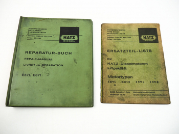 Hatz E571 E671 L R Dieselmotor Werkstatthandbuch Ersatzteilliste 1970