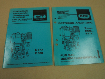 Hatz E573 E673 Bedienung Wartung Betriebsanleitung 1983 Ersatzteilliste