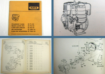 Hatz E71 E75 E79 E780 E785 Ersatzteilliste Parts List Liste des Pieces 1980