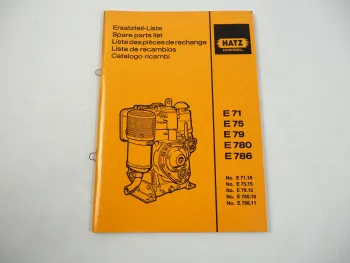 Hatz E71 E75 E79 E780 E786 Motor Ersatzteilliste Spare Parts 1991