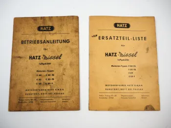 Hatz E80 E85 E89 FB F Dieselmotor Betriebsanleitung Ersatzteilliste 1959