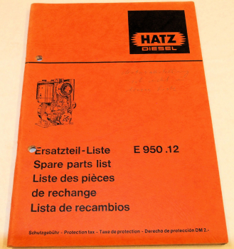 Hatz E950.12 Diesel Motor Ersatzteilliste Parts List Pieces de rechange 1978