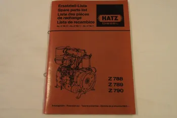 Hatz Z788 Z789 Z790 Dieselmotor Ersatzteilliste Parts List Pezzi ricambio 1982