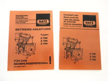 Hatz Z788 Z789 Z790 Motor Betriebsanleitung Bedienung Ersatzteilliste 1981