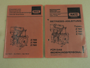 Hatz Z788 Z789 Z790 Motor Betriebsanleitung Ersatzteilliste 1983/84
