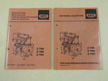 Hatz Z788 Z789 Z790 Motor Betriebsanleitung und Ersatzteilliste 1985/86