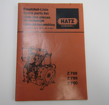 Hatz Z788 Z789 Z790 Motor Ersatzteilliste 1981 Parts List Pieces de rechange