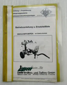 HBG Herrmann + Bommert Typ Pionier 320 Pumpe Bedienung Betrieb Ersatzteilliste